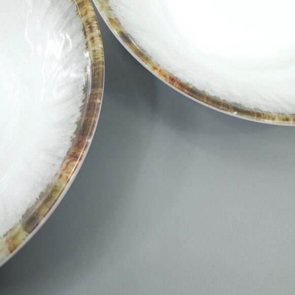 Tommy Bahama Melamine Soup Salad Bowls Oyster Shell Pearl Pattern White Brn Gray - Picture 4 of 12